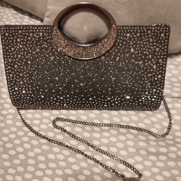 Black Rhinestone Clutch with Crystal Handle - Picture 7 of 7